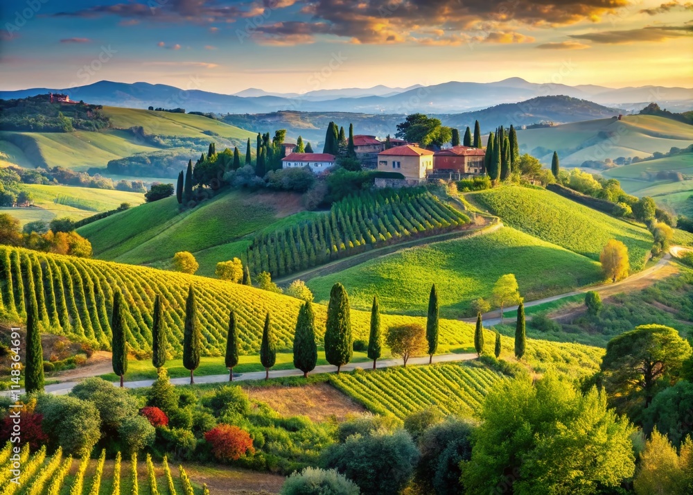 Fototapeta premium Stunning Italian Landscapes: Picturesque Views of Italy's Coastline, Cities & Countryside - High-Resolution Product Photos