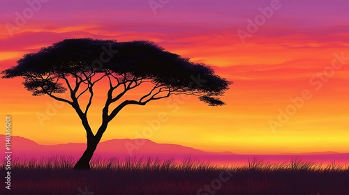 Silhouetted tree at sunset. (1)