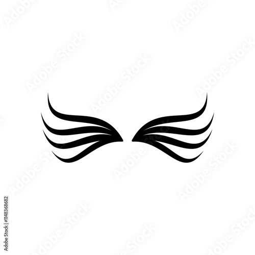 Wings Thin Bird icon vector. Silhouette Angel wings vector icon logo photo