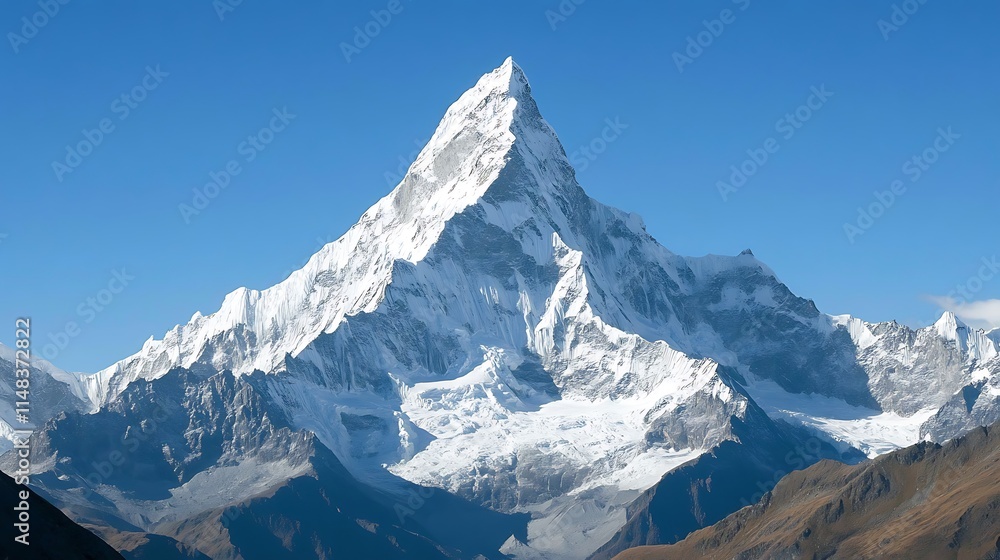 Naklejka premium Snowy mountain peak. (1)