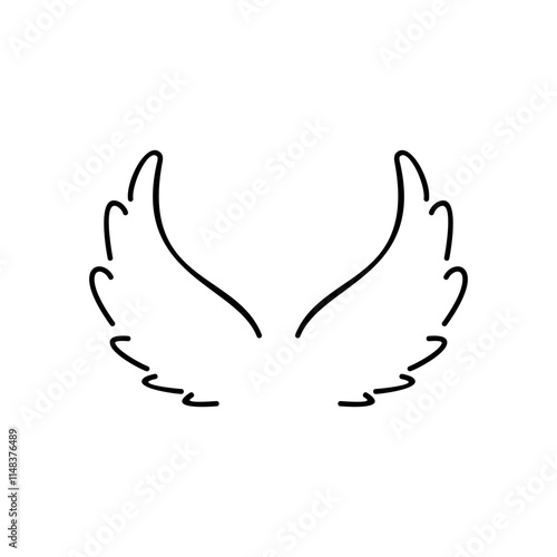 Line art wings angel logo icon vector. Silhouette Angel wings vector icon logo photo