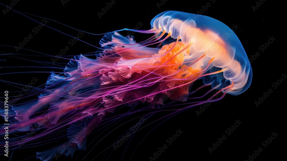 Stunning Ultra HD Image of Glowing Jellyfish Floating Gracefully in a Serene Ocean Environment for Use in Educational and Artistic Projects Stunning Ultra HD Image of Glowing Jellyfish Floating Gracefully in a Serene Ocean Environment for Use in Educational and Artistic Projects