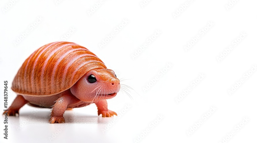 Pink armadillo-like creature on white background. Pink armadillo-like creature on white background.