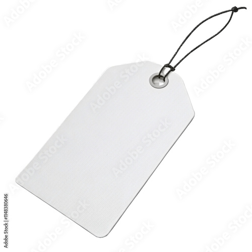 white blank price tag 3d render icon isolated on transparent background.  photo