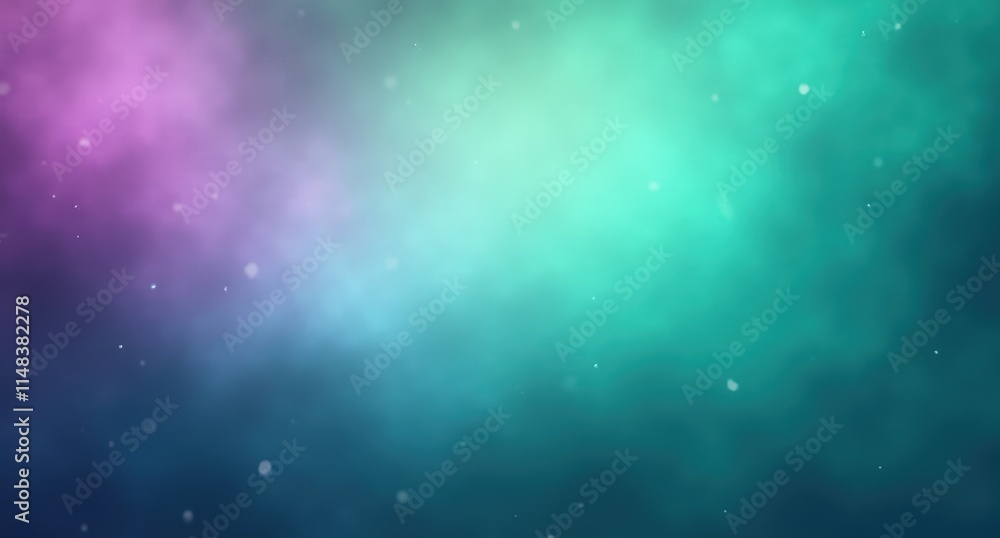 Fototapeta premium Teal and Lavender gradient background with dynamic Cyan Green light, featuring fantasy watercolor effects in high-quality digital art with a riot-like design on a canvas.
