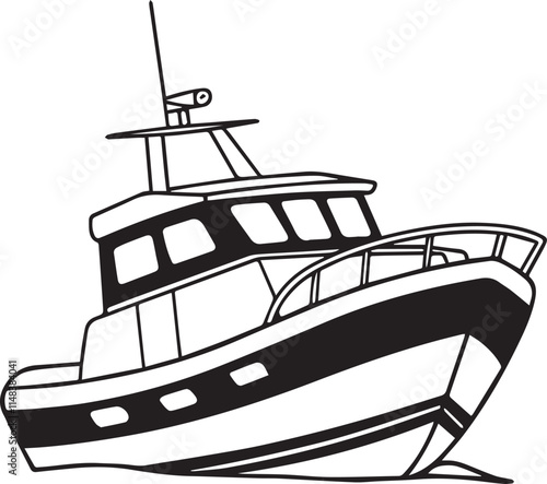 modern minimalist of a cruise ship black vector on white background 
