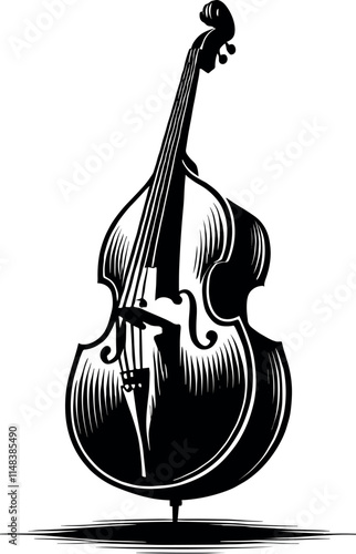 Double Bass vector black silhouette cricut design for T-shirt