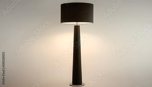 Contemporary floor lamp with a sleek black finish, isolated on a white background, professional detailed photo. photo