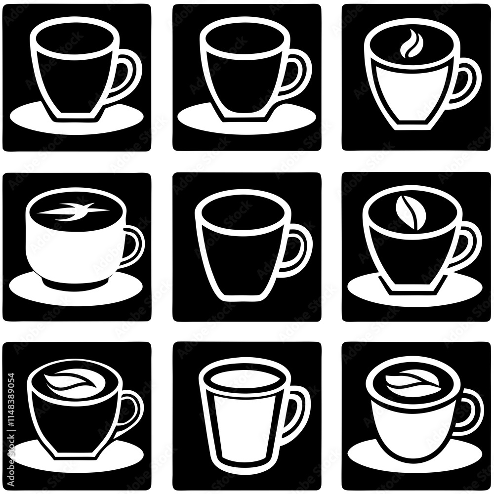 Abstract Love-Themed Coffee Cup Art with Curved Lines and Simple Elegance Abstract Love-Themed Coffee Cup Art with Curved Lines and Simple Elegance