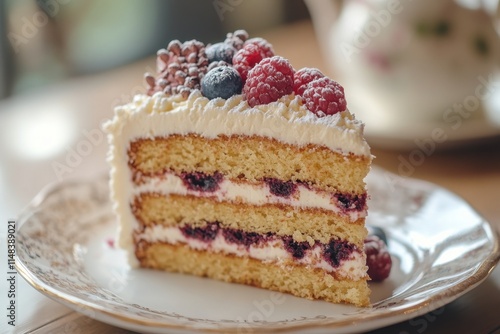 Wallpaper Mural Delicious layered cake with raspberries and blueberries Torontodigital.ca