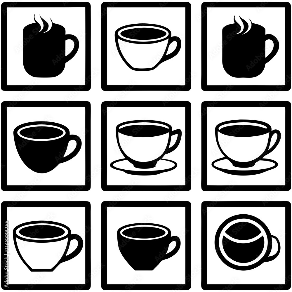 Abstract Love-Themed Coffee Cup Art with Curved Lines and Simple Elegance Abstract Love-Themed Coffee Cup Art with Curved Lines and Simple Elegance