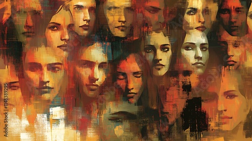Many faces portrait art.