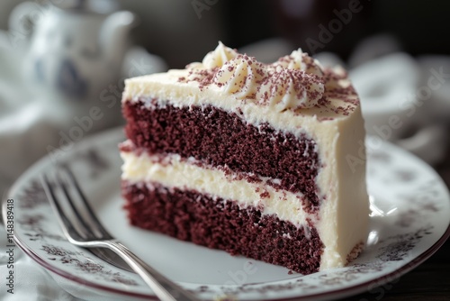 Wallpaper Mural Delicious Red Velvet Cake Slice with Cream Cheese Frosting Torontodigital.ca