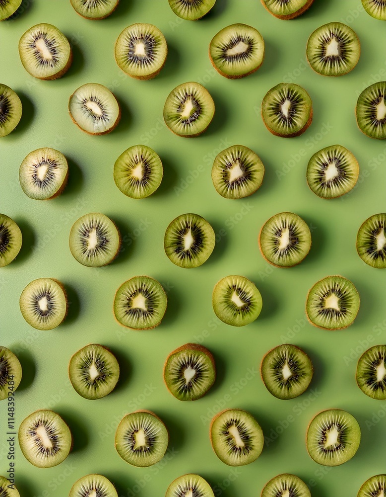 Frische Kiwis: Ein Blick von oben auf ein grünes Muster Frische Kiwis: Ein Blick von oben auf ein grünes Muster