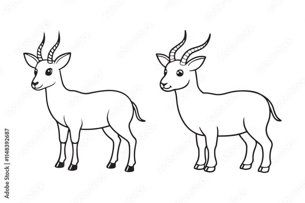 Fototapeta premium Goat line art vector illustration, Goat silhouette vector 