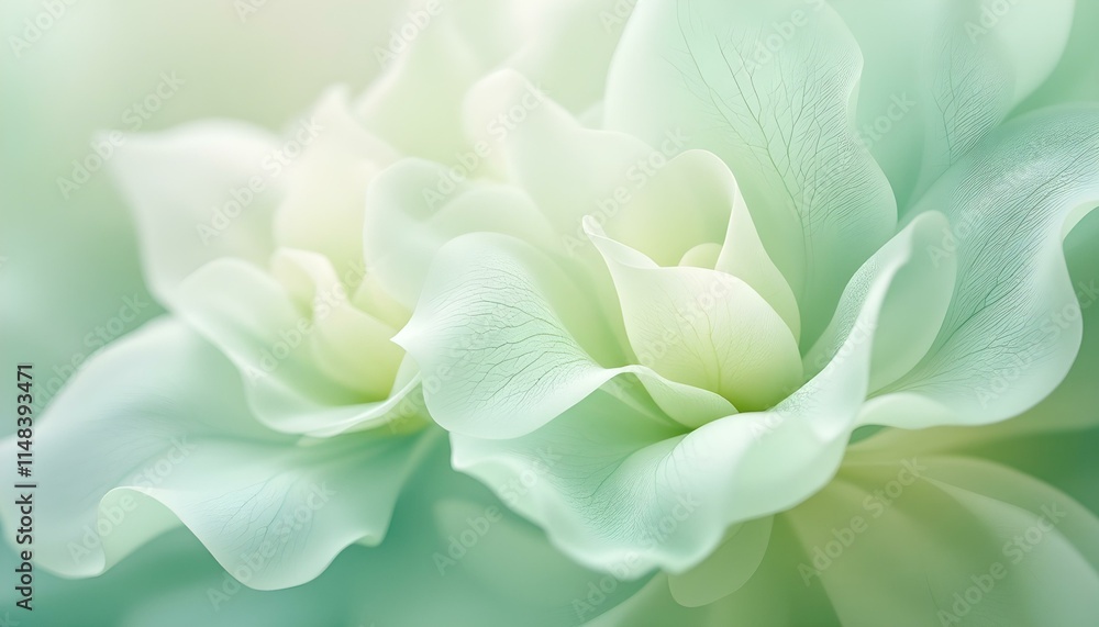 Fototapeta premium Abstract soft fabric green lotus leaves background. lotus flower background in a soft color tone. Wedding invitations, wallpapers, fashion, prints, fabric.