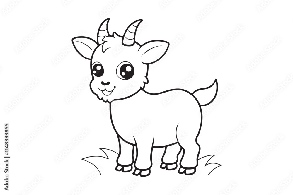 Goat line art vector illustration, Goat silhouette vector Goat line art vector illustration, Goat silhouette vector