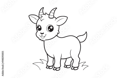 Goat line art vector illustration, Goat silhouette vector  photo