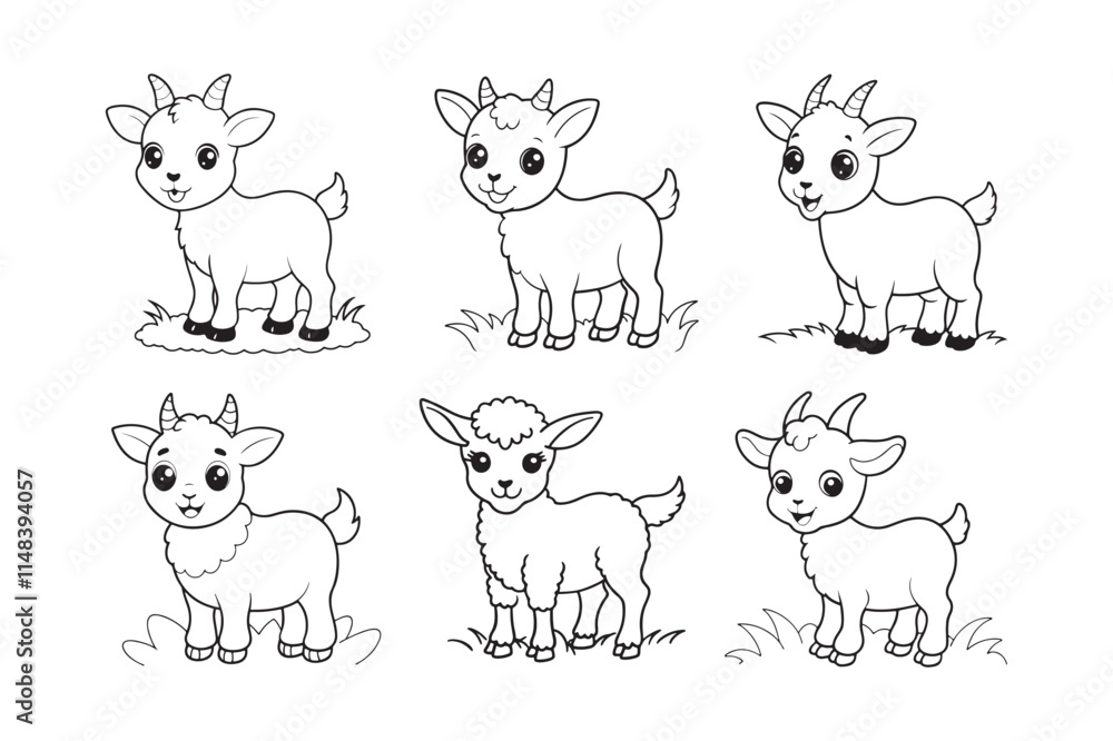 Obraz premium Goat line art vector illustration, Goat silhouette vector