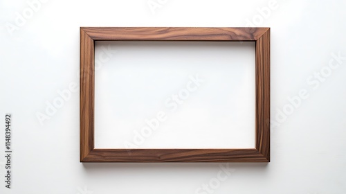 Contemporary walnut frame with clean lines, isolated from above on a white backdrop, emphasizing its modern style.
