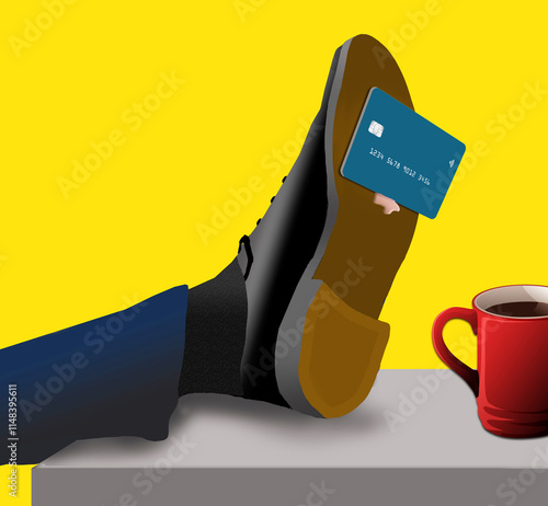 Lost your credit card? That's the theme of this 3-d illustration. Lost or stolen credit cards require action to secure your acount. photo