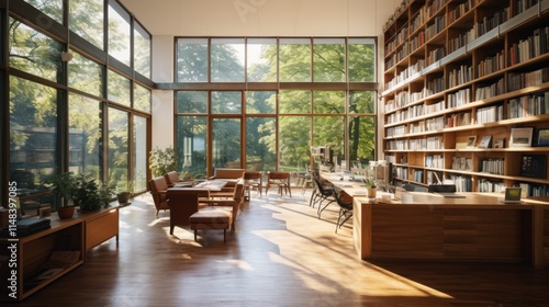 Modern Library with Large Windows