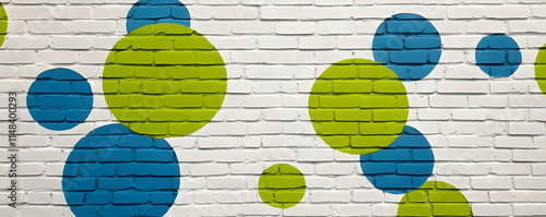 Abstract Colorful Circles on Brick Wall Background, A Vibrant and Modern Design for Walls