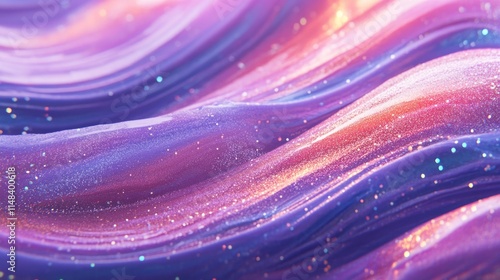 Abstract purple and pink glittering waves.