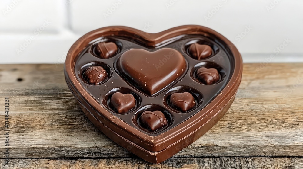 Heart-shaped box filled with assorted chocolate candies Heart-shaped box filled with assorted chocolate candies