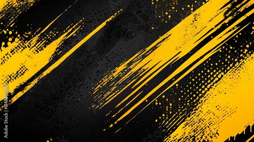 Abstract yellow brush strokes on dark.