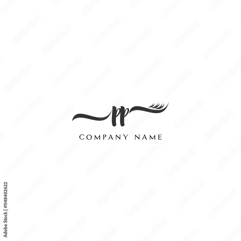 Minimalist PP Logo Design with Abstract Feather Element Minimalist PP Logo Design with Abstract Feather Element