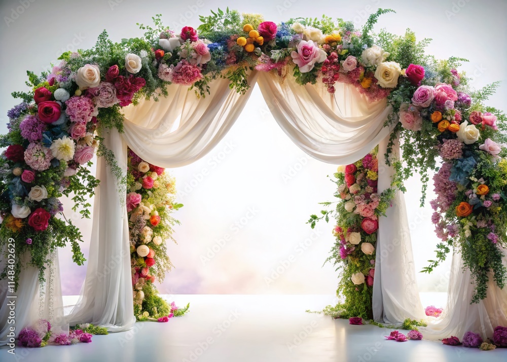 Surreal Wedding Flower Arches: Isolated Floral Wedding Backdrops, Beautiful Ceremony Decor, Dreamlike Archways Surreal Wedding Flower Arches: Isolated Floral Wedding Backdrops, Beautiful Ceremony Decor, Dreamlike Archways
