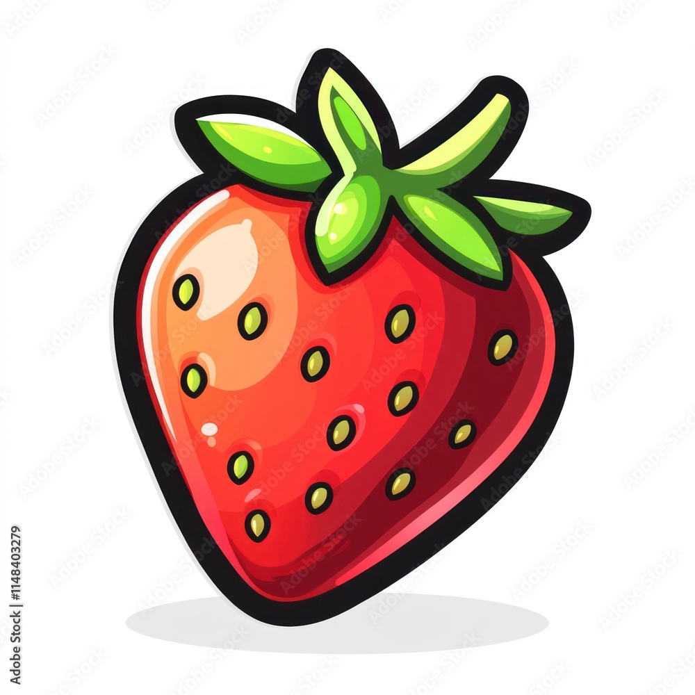 Obraz premium Single red strawberry illustration.