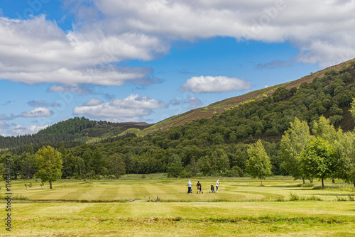 Lady golfers on a scottish golfcourse, Braemar, Scotland, Cairngorms