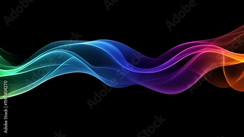 Colorful waves on black background.