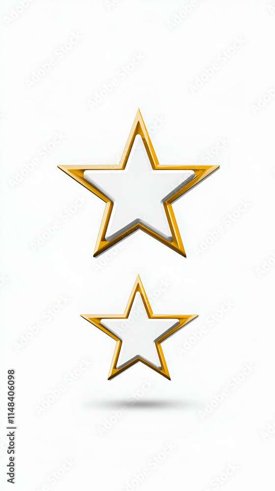 Golden Star Award, Two White Stars with Gold Frame, Elegant Design, Illustrative Graphic, Perfect for Rating Systems or Achievement Awards Golden Star Award, Two White Stars with Gold Frame, Elegant Design, Illustrative Graphic, Perfect for Rating Systems or Achievement Awards