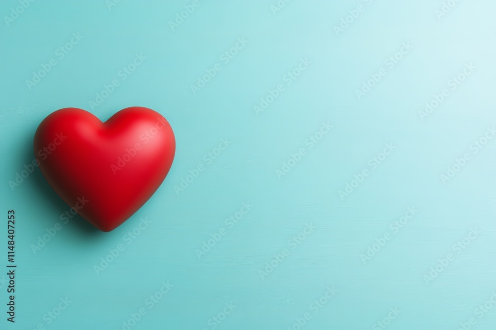 Red heart on turquoise background Red heart on turquoise background