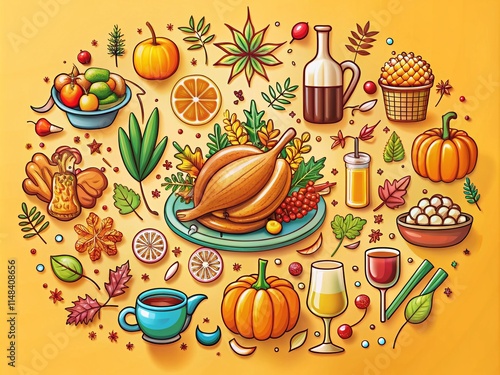 Thanksgiving Line Art: Holiday Collection of Festive Logos & Celebration Signs photo