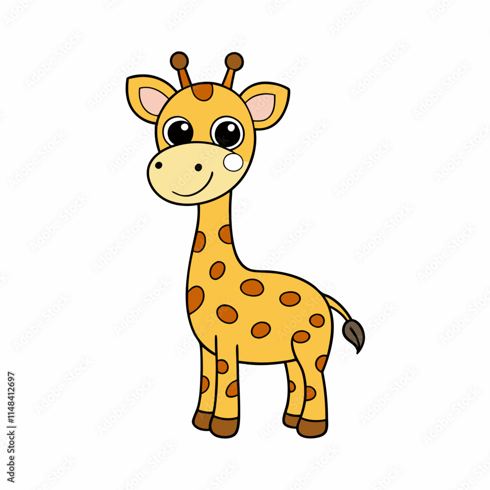 Naklejka premium Minimal Cartoon Giraffe Vector Art.