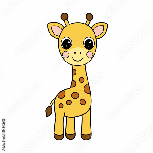 Minimal Cartoon Giraffe Vector Art.