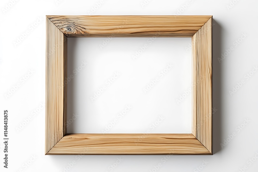 Elegant ash wood picture frame with a minimal design, top view isolated ...
