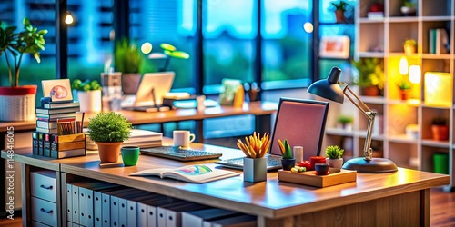 Wallpaper Mural Tilt-Shift Office Desk Photography: Miniature Side View Workspace Torontodigital.ca