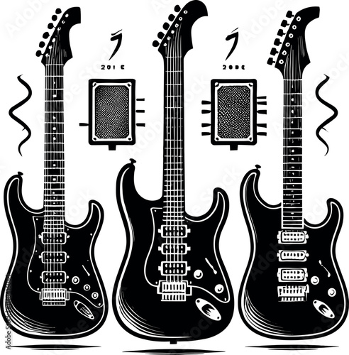 Guitar vector black silhouette cricut design for T-shirt