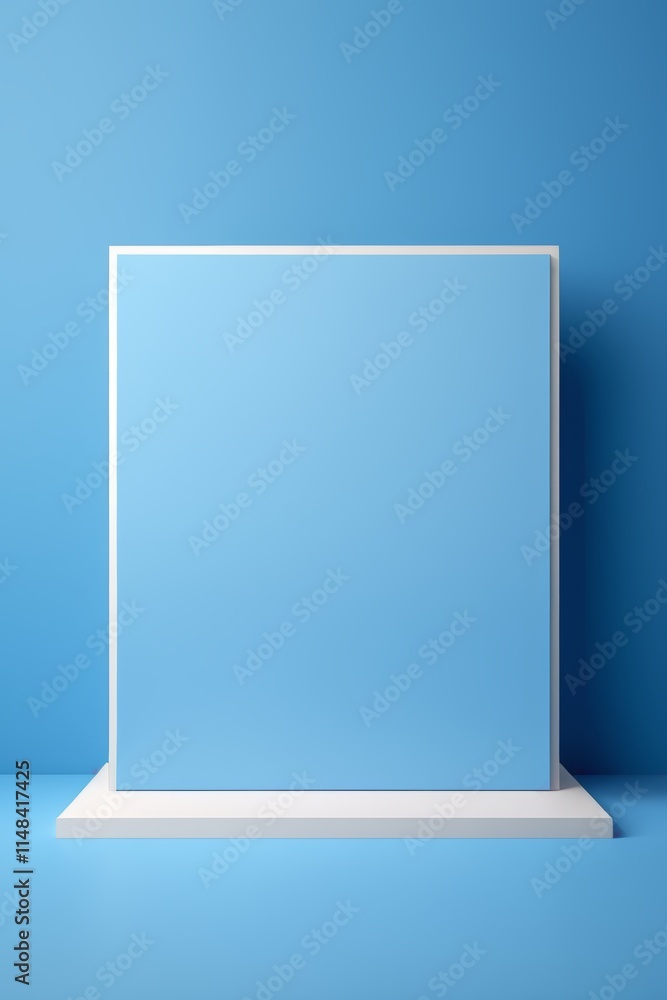 a white square frame on a blue background with a shadow a white square frame on a blue background with a shadow