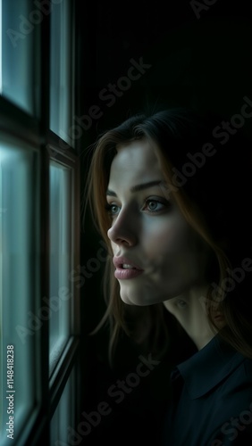 Hypervigilance in the Dimly Lit Room: A Woman's Intense Awareness and Analysis of Potential Threats in Silence