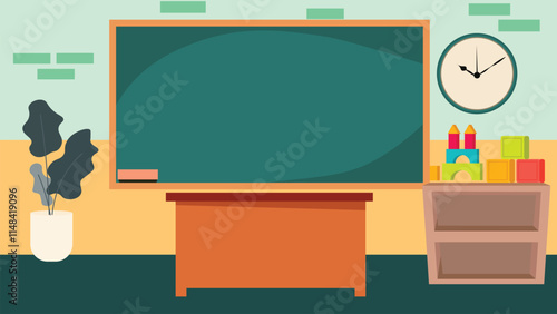 Classroom Background Vector Illustration with Educational Elements