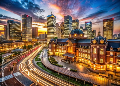 Tokyo Station Dusk Long Exposure Photography - Central Tokyo Night Lights, Train Station, Cityscape photo