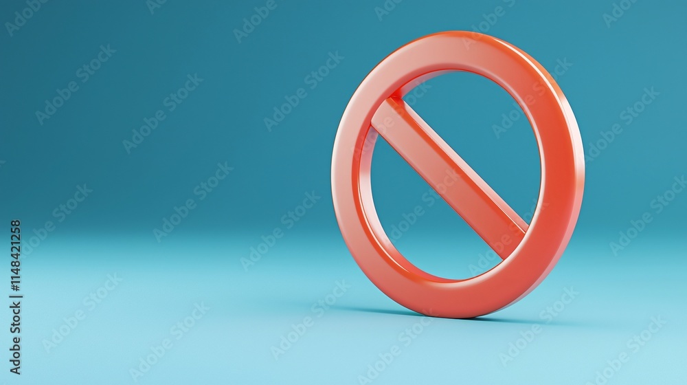Red prohibited sign on a blue background, symbolizing restriction or ban. Red prohibited sign on a blue background, symbolizing restriction or ban.