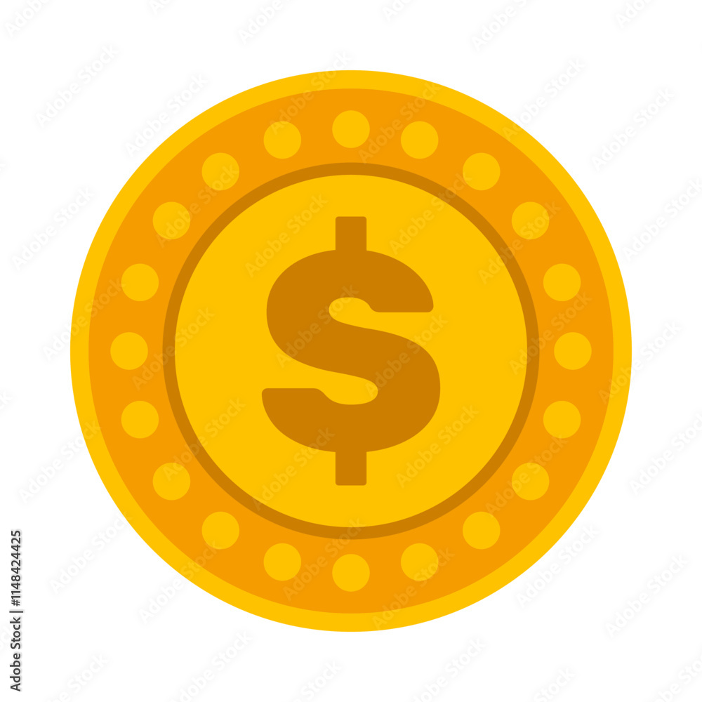 Dollar coin in Classic style illustration design, Finance symbol in Flat style, Economy, Business and Investing graphic elements for decoration on white background, Editable stock. Dollar coin in Classic style illustration design, Finance symbol in Flat style, Economy, Business and Investing graphic elements for decoration on white background, Editable stock.