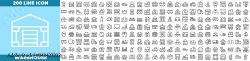 Warehouse Line Editable Icons set